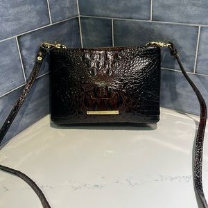 Brahmin chocolate “croc” leather shoulder bag